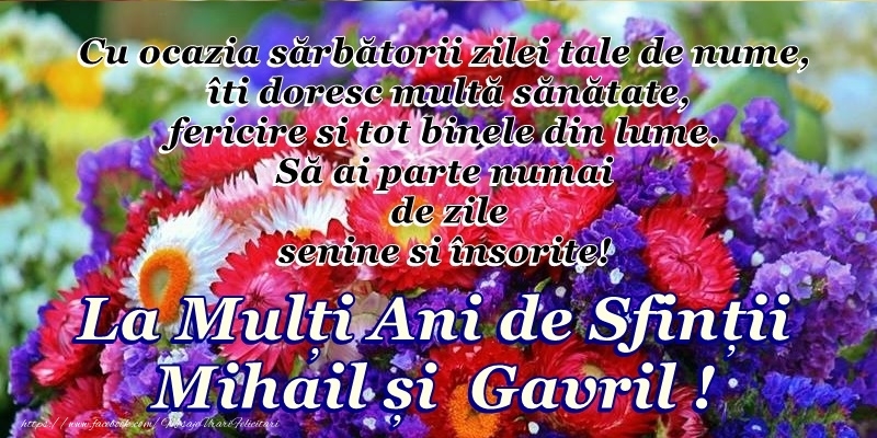 La multi ani de Sfintii Mihail si Gavril! - Felicitari onomastice de Sfintii Mihail si Gavril cu flori