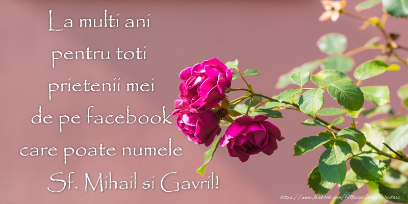 La multi ani pentru toti prietenii mei de pe facebook care poate numele Sf. Mihail si Gavril! - Felicitari onomastice de Sfintii Mihail si Gavril cu flori
