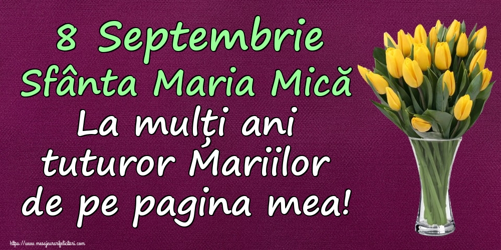 8 Septembrie Sfânta Maria Mică La mulți ani tuturor Mariilor de pe pagina mea! - Felicitari onomastice de Sfanta Maria Mica