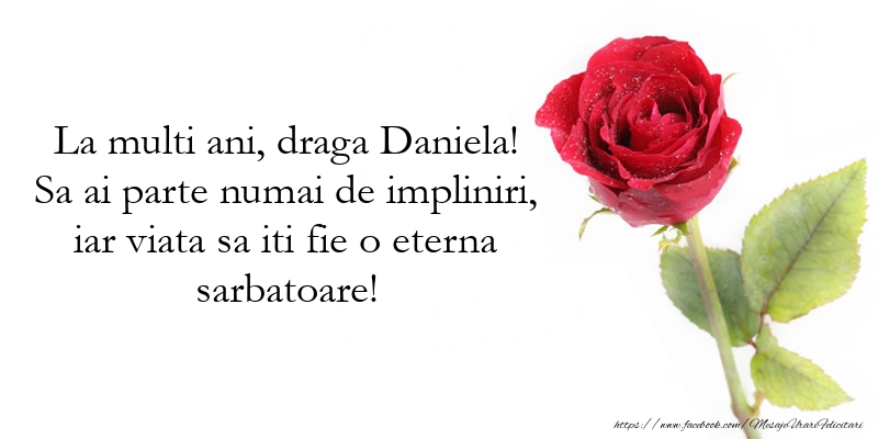 La multi ani, draga Daniela! - Felicitari onomastice de Sfantul Daniel cu trandafiri