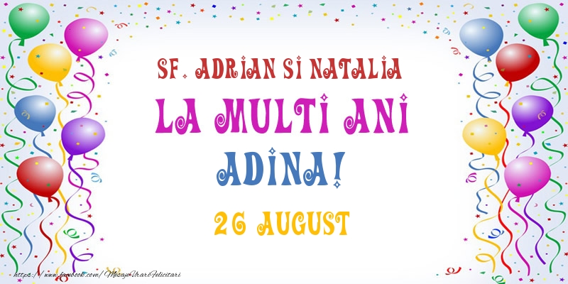 La multi ani Adina! 26 August - Felicitari onomastice