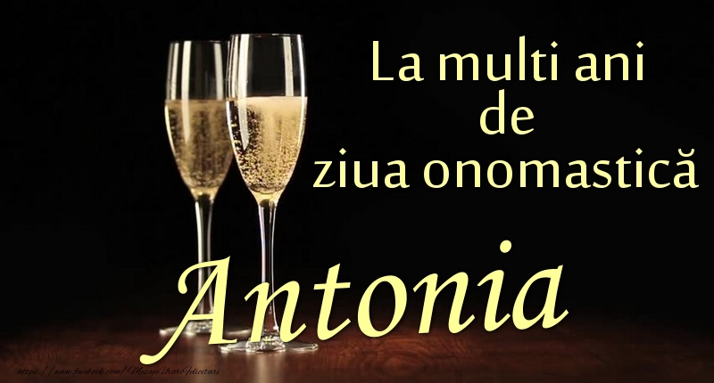 La multi ani de ziua onomastică Antonia - Felicitari onomastice cu sampanie