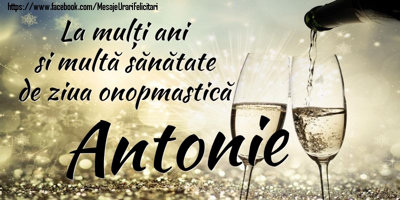 La mulți ani si multă sănătate de ziua onopmastică Antonie - Felicitari onomastice cu sampanie