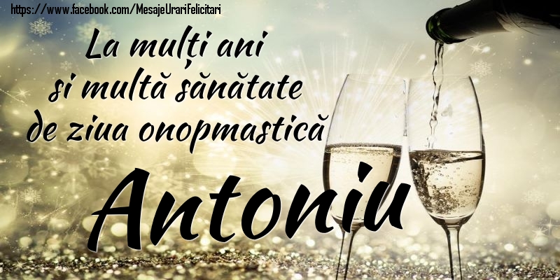 La mulți ani si multă sănătate de ziua onopmastică Antoniu - Felicitari onomastice cu sampanie