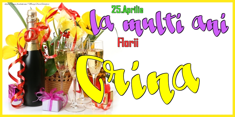 25.Aprilie - La mulți ani Crina! - Florii - Felicitari onomastice