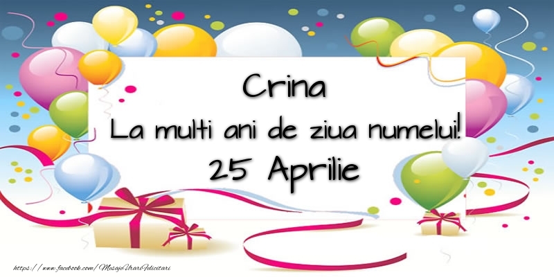 Crina, La multi ani de ziua numelui! 25 Aprilie - Felicitari onomastice