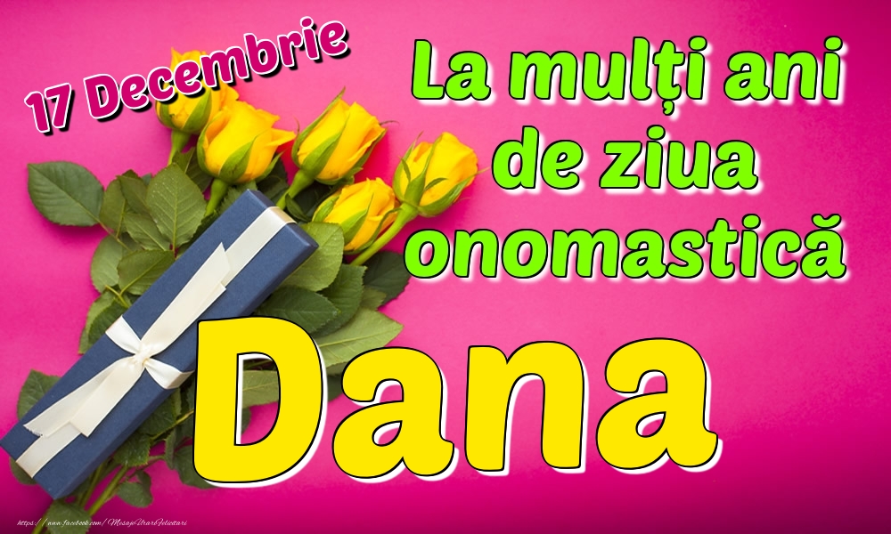 17 Decembrie - La mulți ani de ziua onomastică Dana - Felicitari onomastice