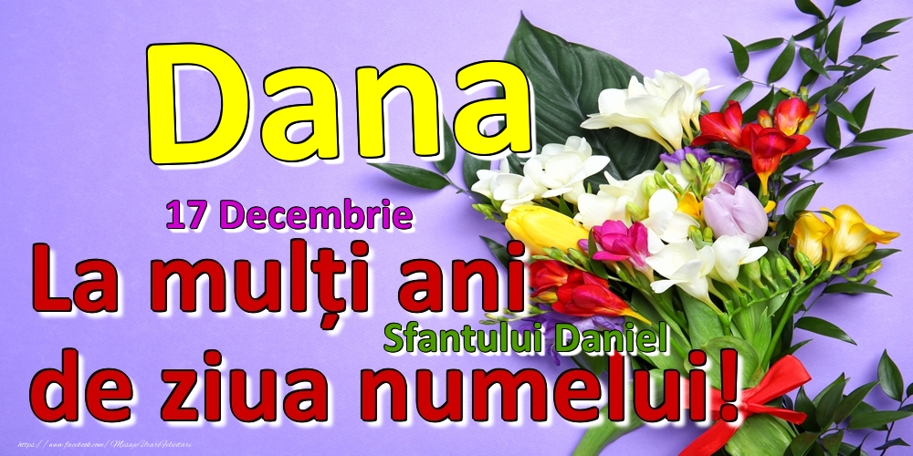 17 Decembrie - Sfantului Daniel -  La mulți ani de ziua numelui Dana! - Felicitari onomastice