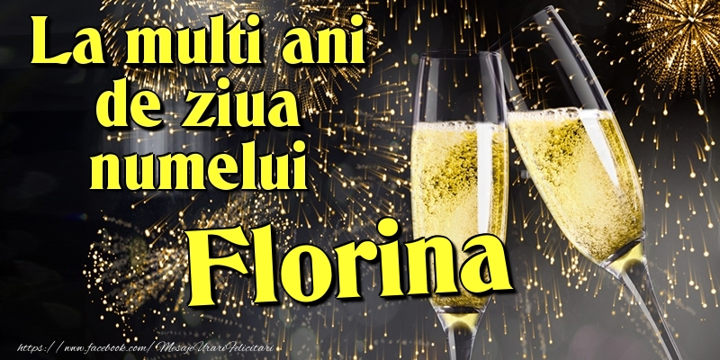 La multi ani de ziua numelui Florina - Felicitari onomastice cu artificii
