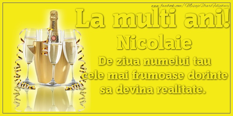 La multi ani, Nicolaie De ziua numelui tau cele mai frumoase dorinte sa devina realitate. - Felicitari onomastice cu sampanie