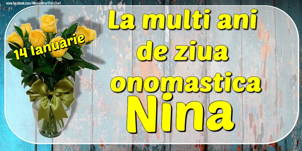 14 Ianuarie - La mulți ani de ziua onomastică Nina - Felicitari onomastice