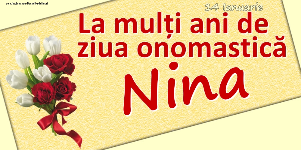 14 Ianuarie: La mulți ani de ziua onomastică Nina - Felicitari onomastice