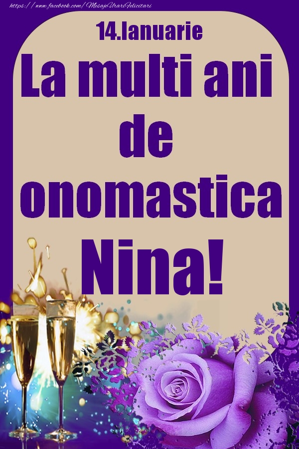 14.Ianuarie - La multi ani de onomastica Nina! - Felicitari onomastice