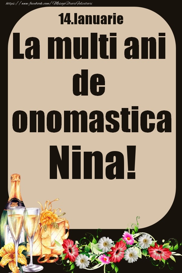 14.Ianuarie - La multi ani de onomastica Nina! - Felicitari onomastice