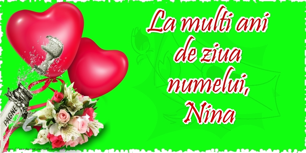 La multi ani de ziua numelui, Nina - Felicitari onomastice cu inimioare