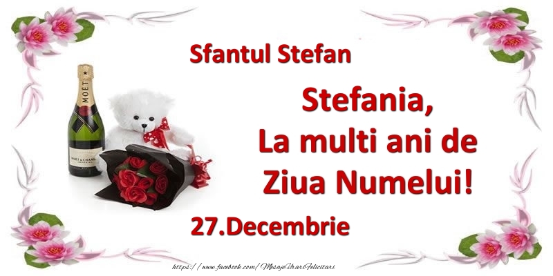 Stefania, la multi ani de ziua numelui! 27.Decembrie Sfantul Stefan - Felicitari onomastice