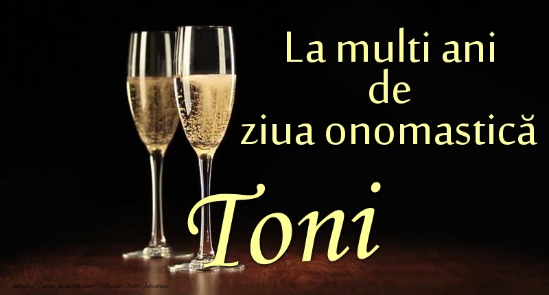 La multi ani de ziua onomastică Toni - Felicitari onomastice cu sampanie
